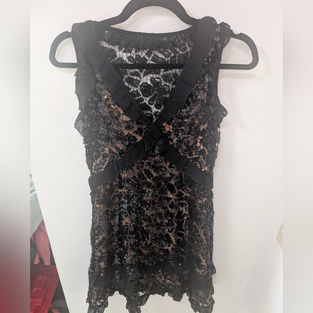 Michael Kors Black Sequin Lace Cocktail Dress – Size Small
